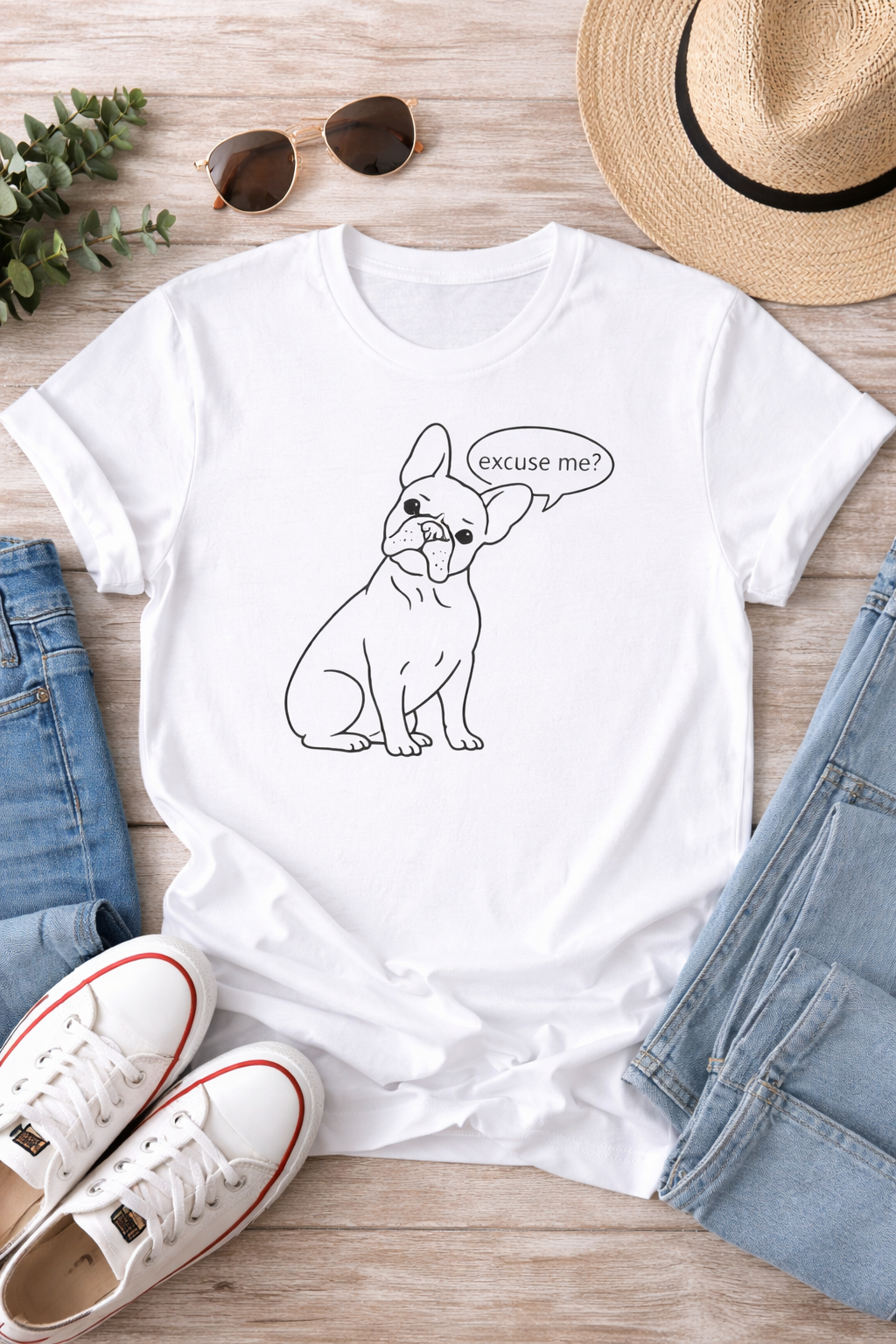 French Bulldog "Excuse Me?" T‑Shirt — Cute Dog Graphic Tee