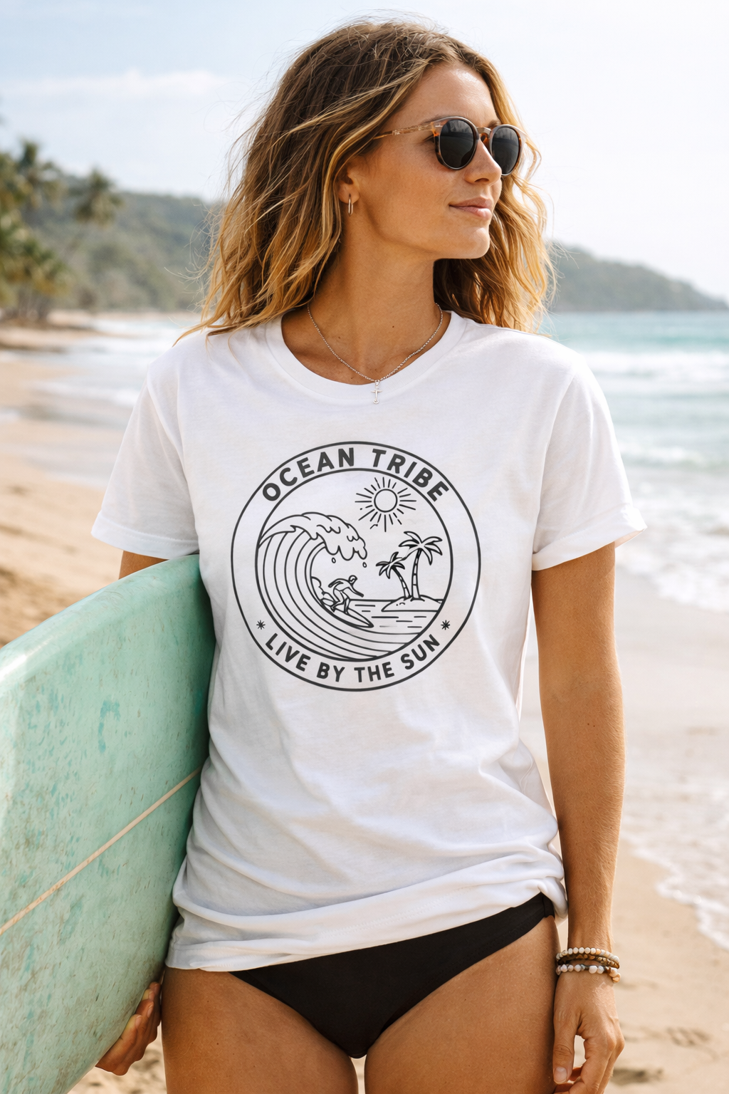 Ocean Tribe Surf T-Shirt, Live by the Sun Coastal Tee, Minimal Beach Graphic Shirt, Unisex Summer Surfwear