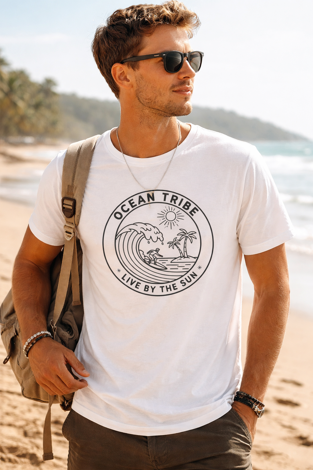 Ocean Tribe Surf T-Shirt, Live by the Sun Coastal Tee, Minimal Beach Graphic Shirt, Unisex Summer Surfwear