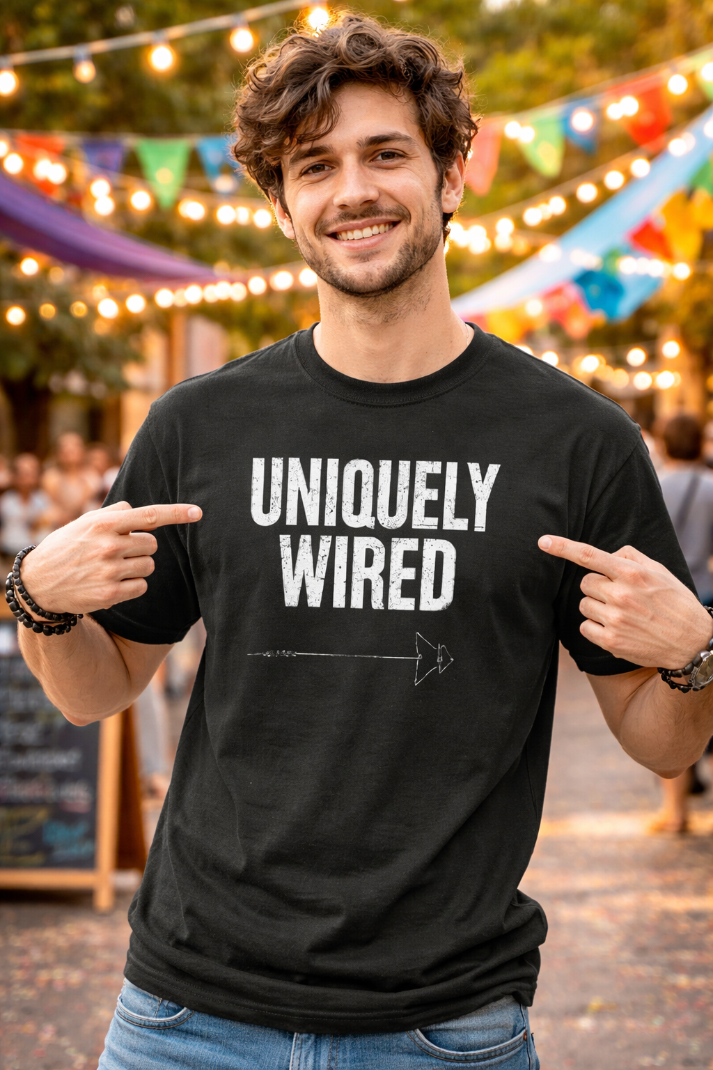 Vintage Uniquely Wired T-Shirt | Distressed Arrow Graphic Tee | Oversized Streetwear Shirt