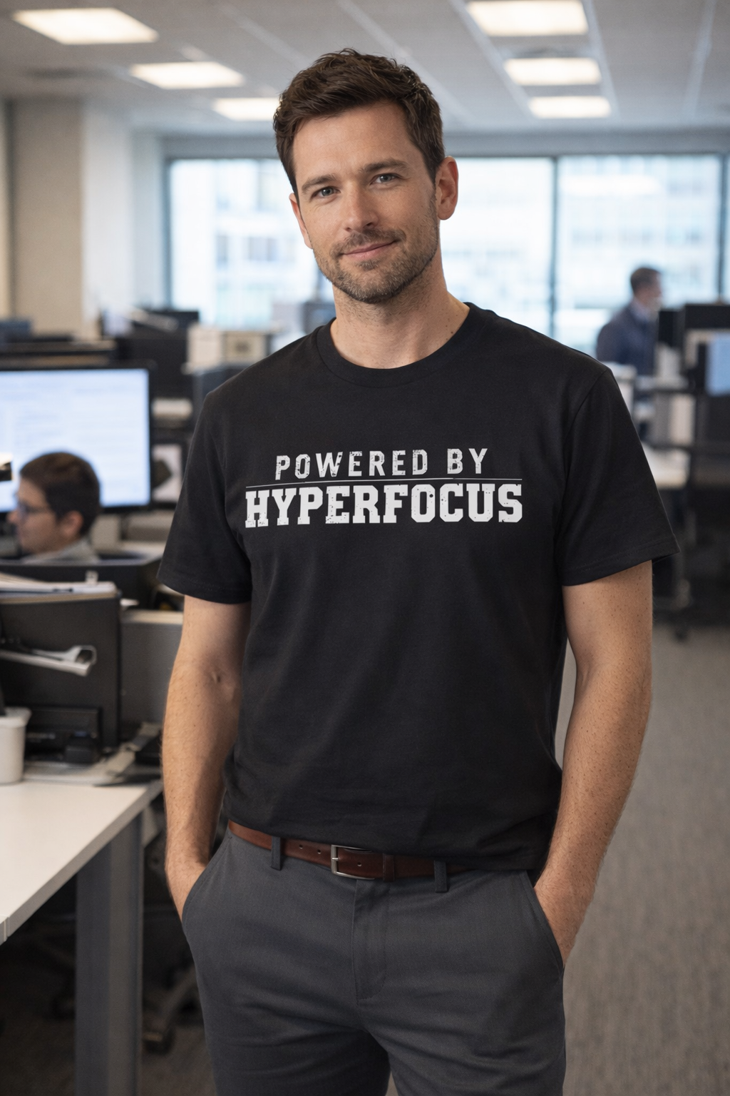 Powered by Hyperfocus T‑Shirt — Men's Oversized Graphic Tee